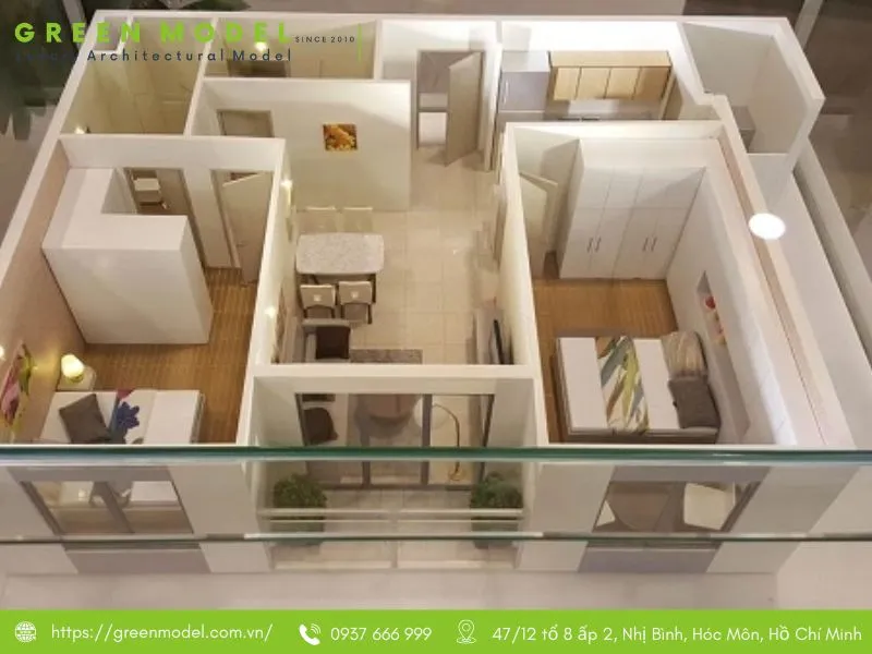 Mô hình kiến trúc nội thất giúp mô phỏng cấu trúc bên trong chi tiết